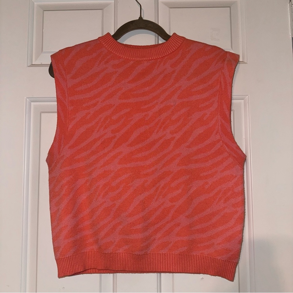 Nasty Gal coral pink Zebra Print Sleeveless Sweater Vest 6